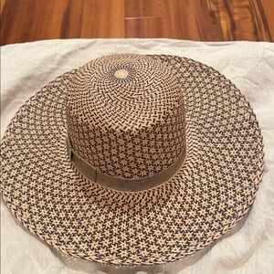 Hermes Tan and Black Patterned Sun Hat